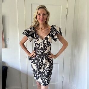 French Connection Black and Cream Mini Dress